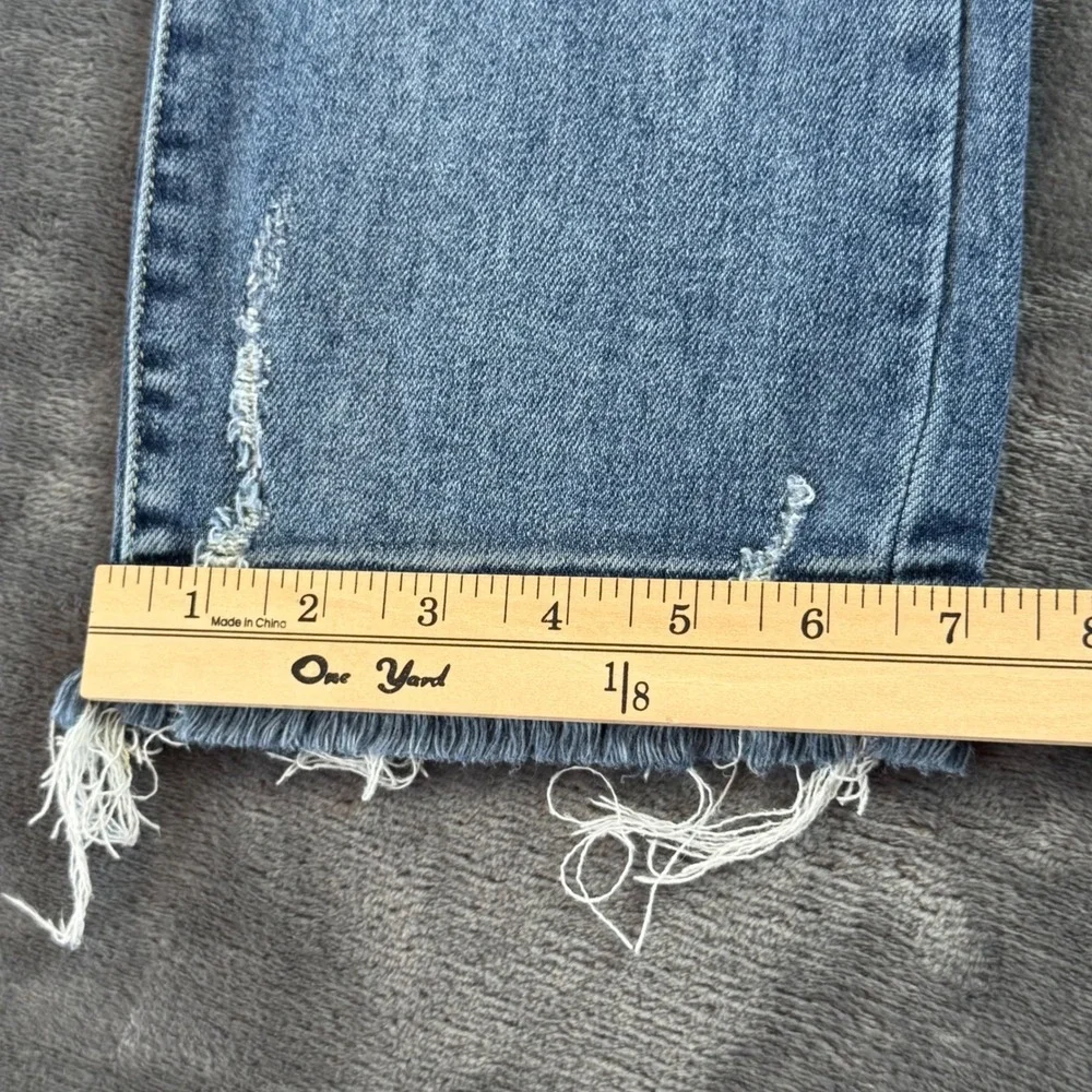 Judy Blue Women's‎ Jeans Straight Fit Distressed Raw Hem Medium Wash Size 1/25
